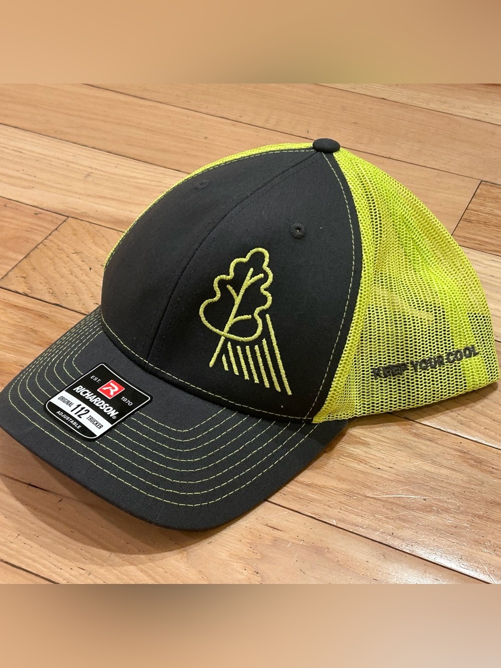 NEW Richardson 112 Original Trucker Adjustable Snap Back Hat - Grey & Neon Green